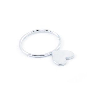 Anello Minimal in Argento con Cuore piatto Verticale