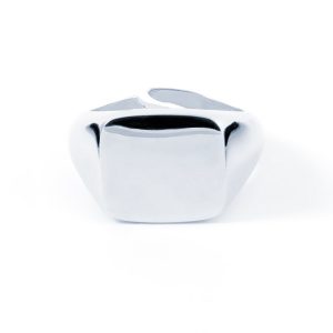 Anello Sigillo Quadrato Liscio in Argento