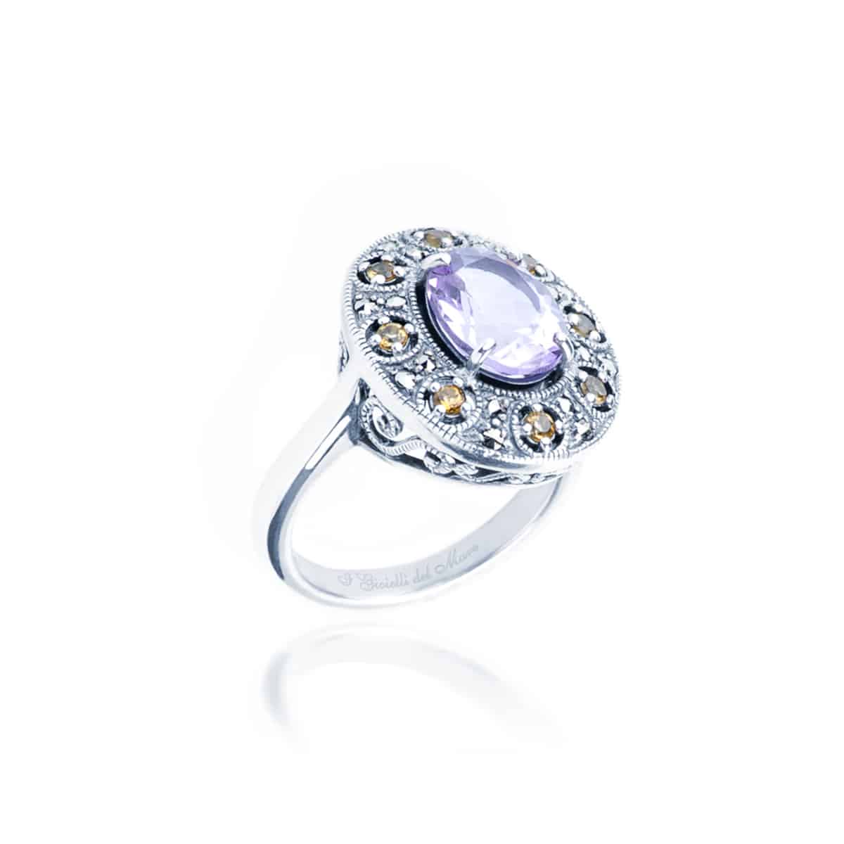 Quarzo Citrino e Marcasite in Argento