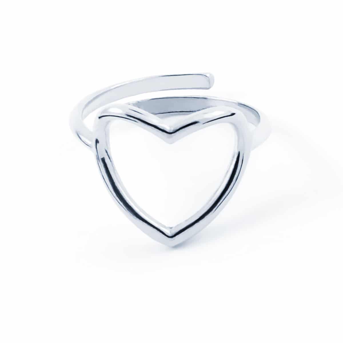 Anello Cuore Traforato in Argento 925, design minimalista con cuore centrale, Collezione Minimal Love.