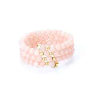 Anello spirale corallo rosa e oro