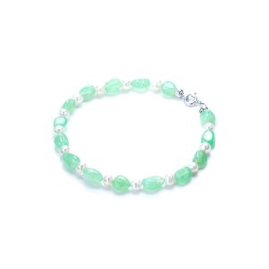 Bracciale Crisoprasio e Perle Bianche chiu. Argento
