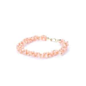 Bracciale Torchon a tre fili in Corallo Rosa e Oro 18 kt
