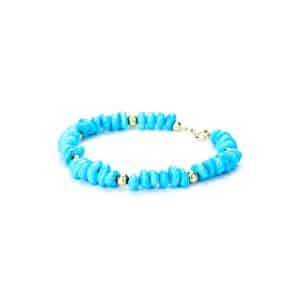 Bracciale con 6 pietre in Turchese Barocco alternate ad un pallino di Oro 18 Kt