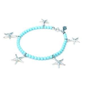 Bracciale Pasta di Turchese con Cinque Stelle Marine Circe in Argento