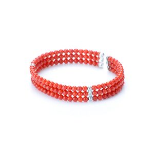 Bracciale Corallo Rosso Semirigido in Argento