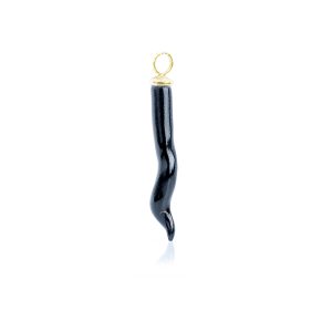 Ciondolo Corno di Corallo Nero da 60 mm in Oro 18 kt