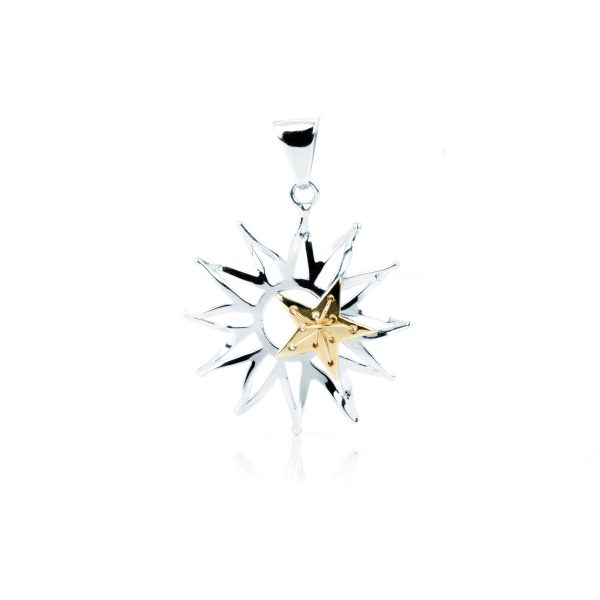 Ciondolo Sole con Stella in Oro 18 kt