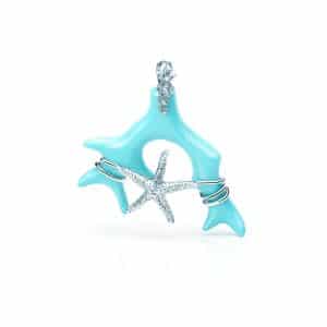 Ciondolo in Pasta di Turchese a Ramo con Stella Circe in Argento