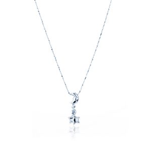 Collana Ciondolo Luna e Stelle in Oro bianco 18 kt