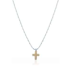 Collana Croce e Diamanti in Oro 18 kt