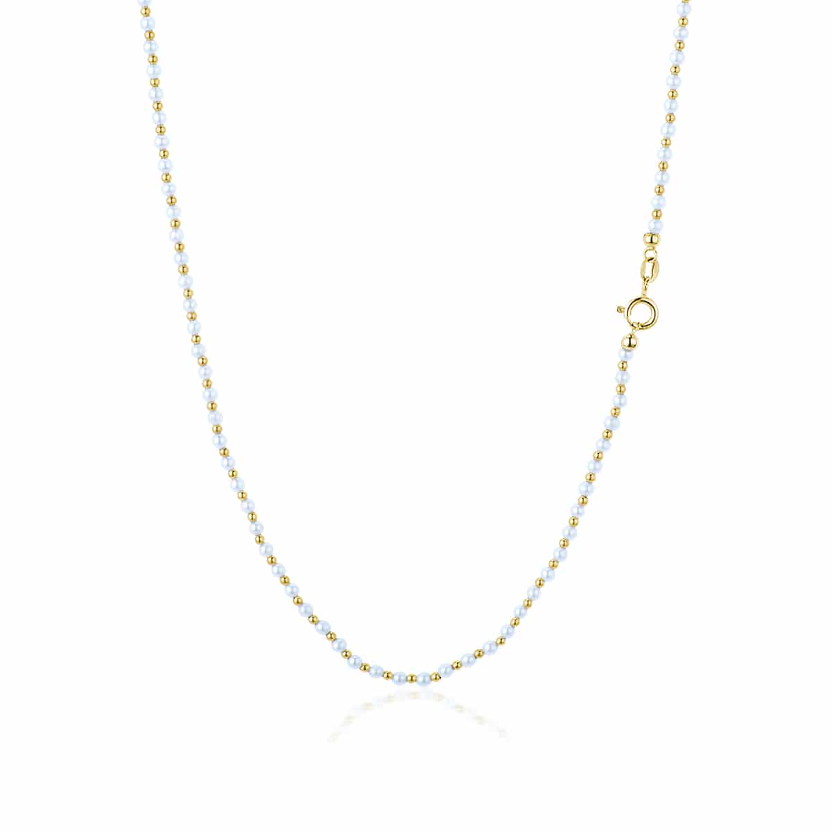 Collana Perle Bianche d'Acqua Dolce da 3 mm e Oro 18 kt