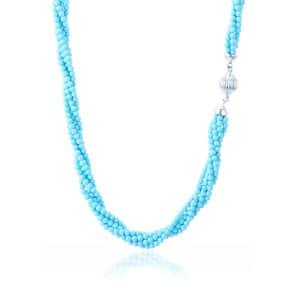 Collana Torchon Pasta di Turchese con chiu. in Argento
