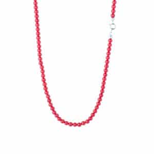 Collana di Corallo Rosso Rinforzato con chiu. in Argento