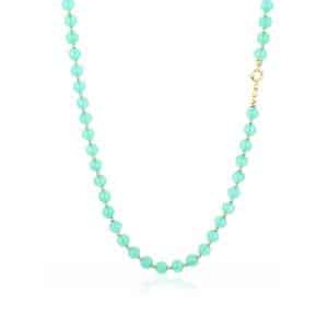 Collana di Crisoprasio Naturale da 5 mm in Oro 18 kt
