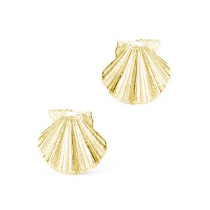 Orecchini Conchiglia Pecten Rigato in Oro 18 kt
