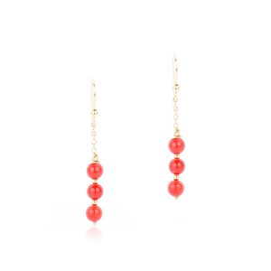 Orecchini Pendenti Corallo Rosso e Oro