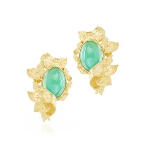 Orecchini Unique con Cabochon di Crisoprasio in Oro 18 kt