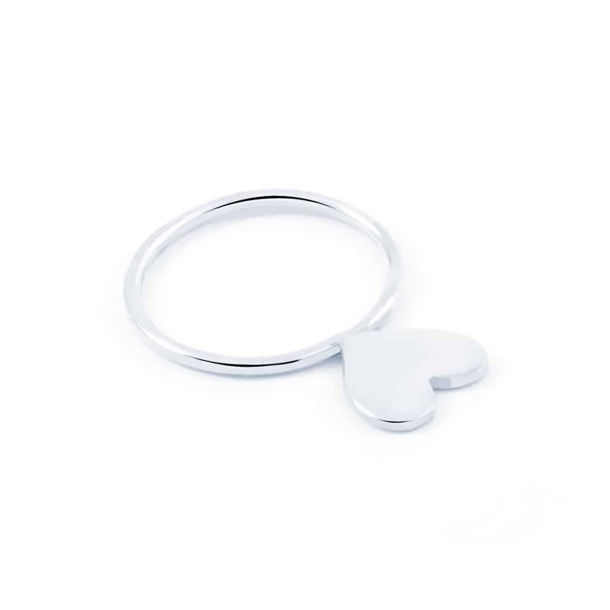 Anello Cuore Piatto Verticale in Argento