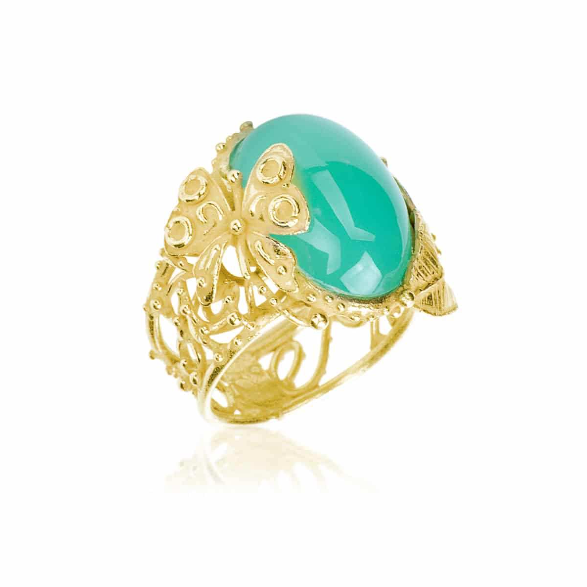 Anello Butterfly in Oro e Crisoprasio - immagine 4