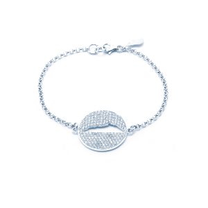 Bracciale Profilo Divino Zirconi Bianchi con Catena in Argento