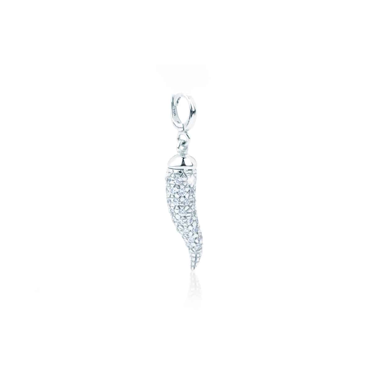 Ciondolo Charm Corno con Pave' di Zirconi in Oro 18 kt