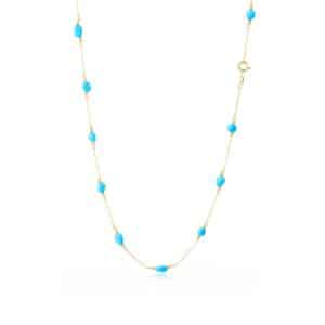 Collana con Turchese Naturale Barocco e Catena in Oro 18 kt
