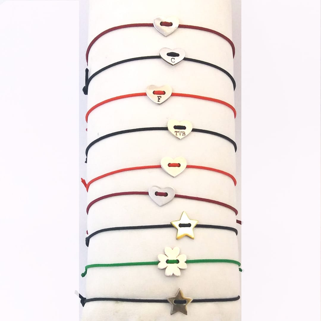 bracciale, bottone, bottone cuore, bottone stella, bottne quadrifoglio