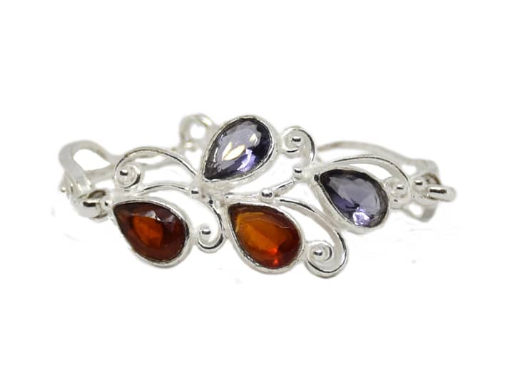 Bracciale argento a riccioli e pietre a goccia