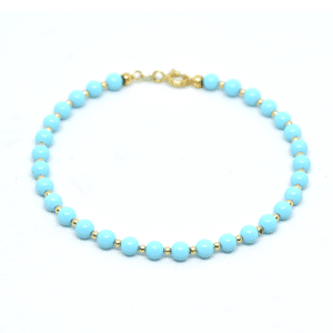 Bracciale Pasta di Turchese e Oro con pallini in turchese e dettagli in oro 18 kt, Collezione Grandi Classici.