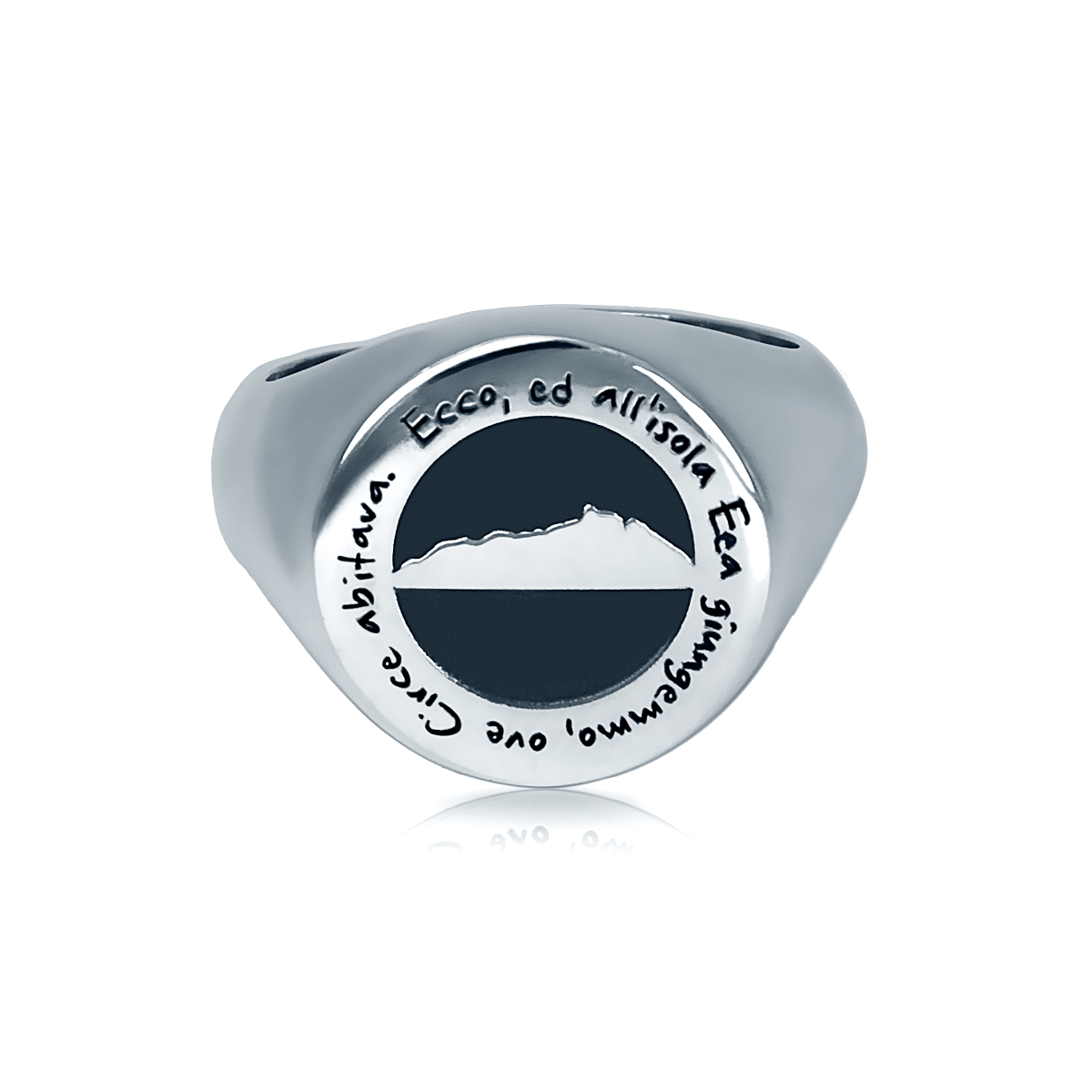 Anello Odissea Sigillo Grande in argento 925 con incisione dedicata al Circeo.