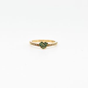 Anello Cuore Pavé Smeraldi in Oro