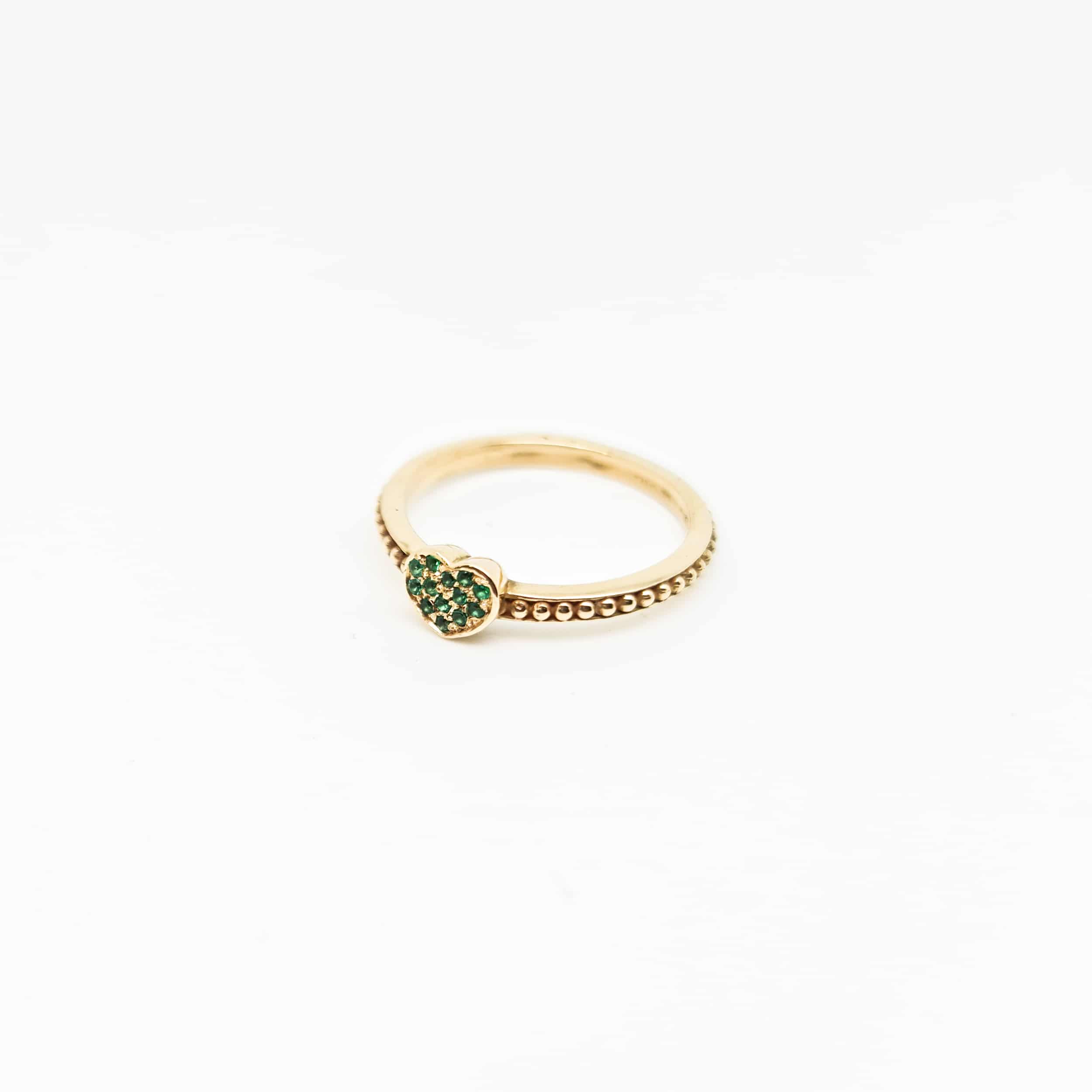 Anello Cuore Pavé Smeraldi in Oro - immagine 2