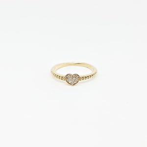 Anello Cuore Pavé Diamanti Bianchi in Oro