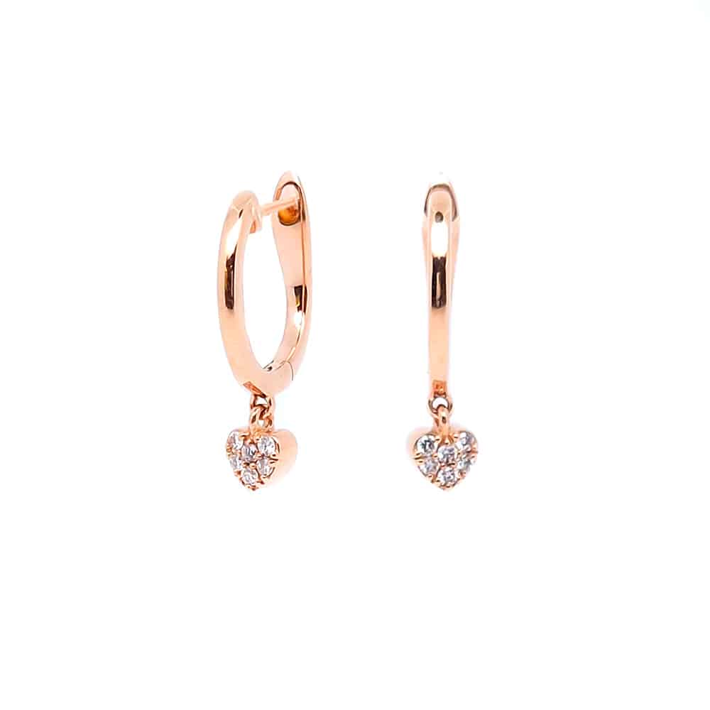 Orecchini Cuore con Diamanti in Oro
