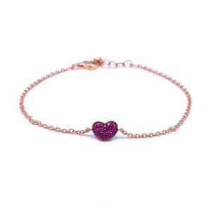 Bracciale Pave' Heart Rubino