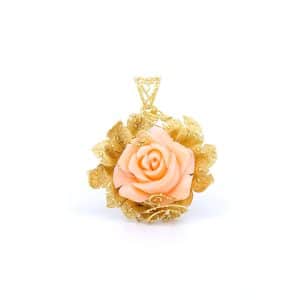 Ciondolo in Corallo Rosa e Oro
