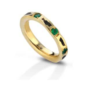 Anello Fede Eoliana Larga con Smeraldi in Oro