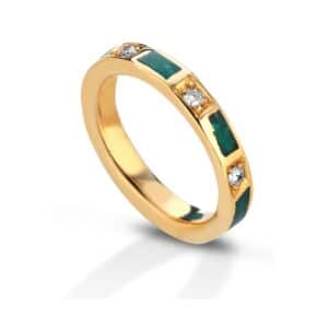 Anello Fede Eoliana Lusso con Smeraldi e Diamanti in Oro - I Goielli Del Mare